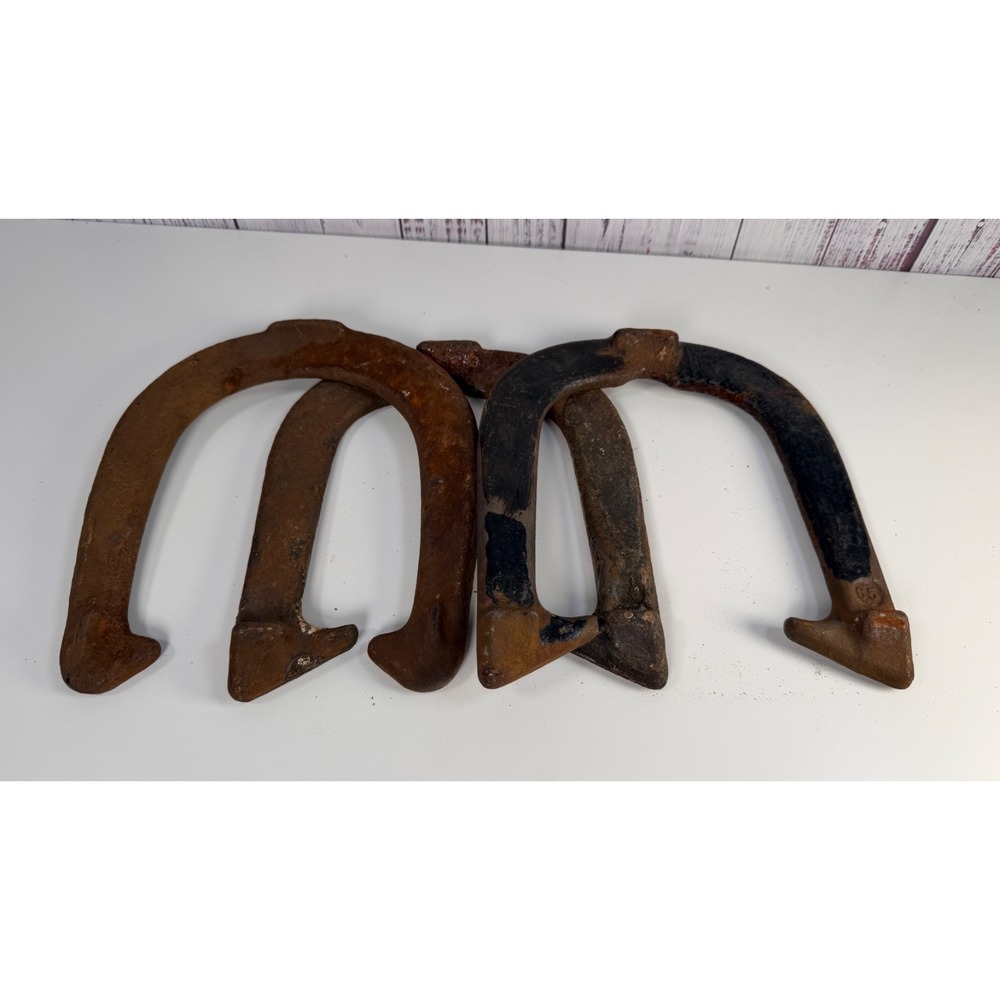 Lot of 3 HUGE GIANT Antique Farm Draft Horse Shoe Game Winter Ice Snow Mud